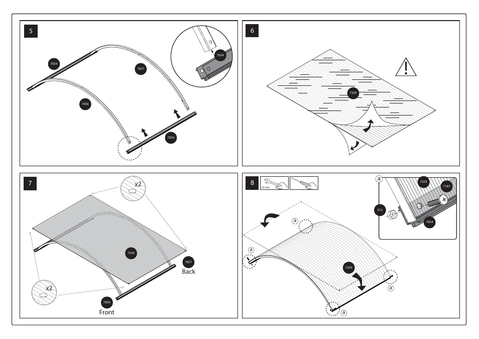 Front back x2 x2 5 | Palram Applications Orion 1350 TwinWall - Door Cover User Manual | Page 16 / 17