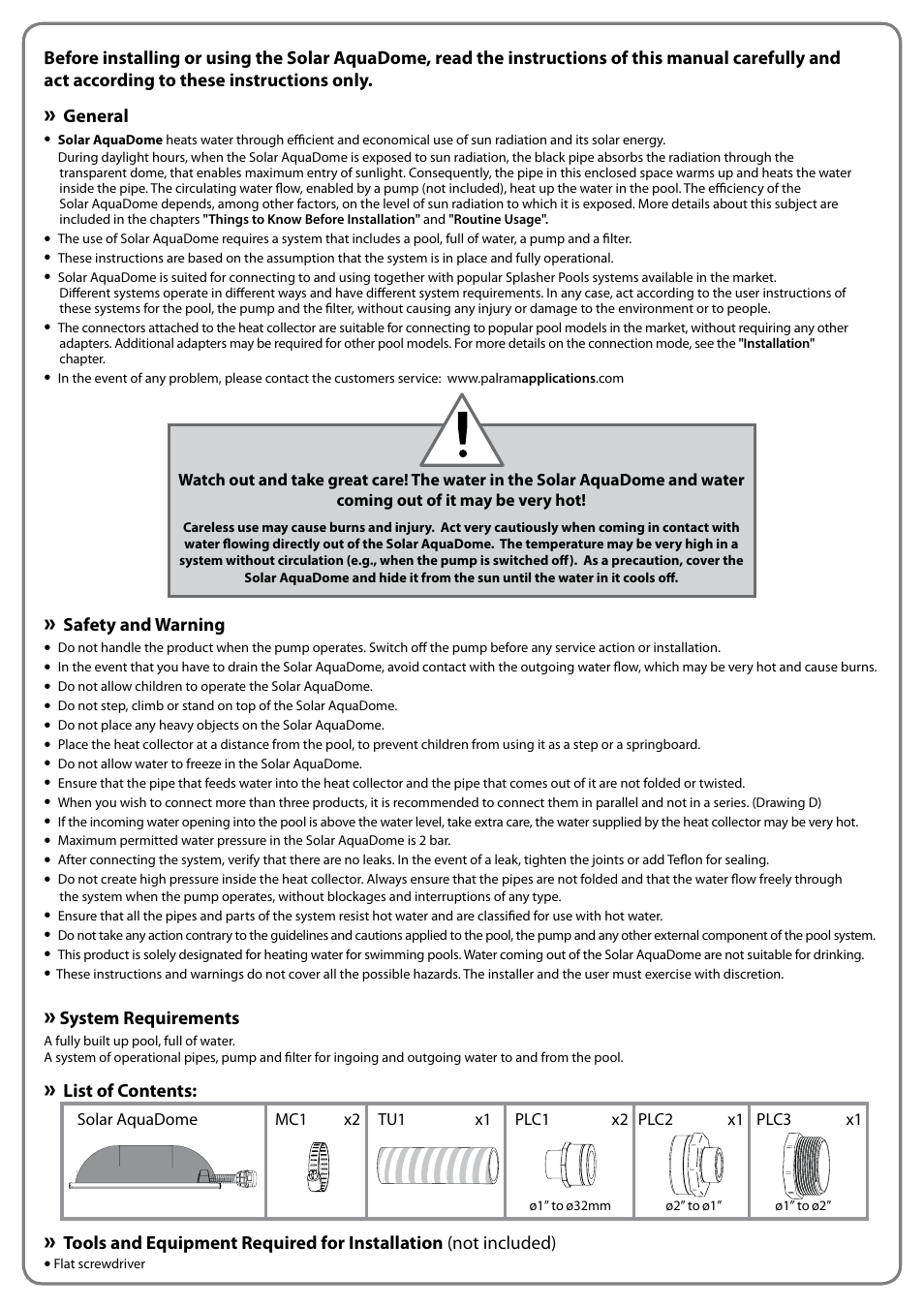 Palram Applications Solar AquaDome Grand User Manual | Page 2 / 10