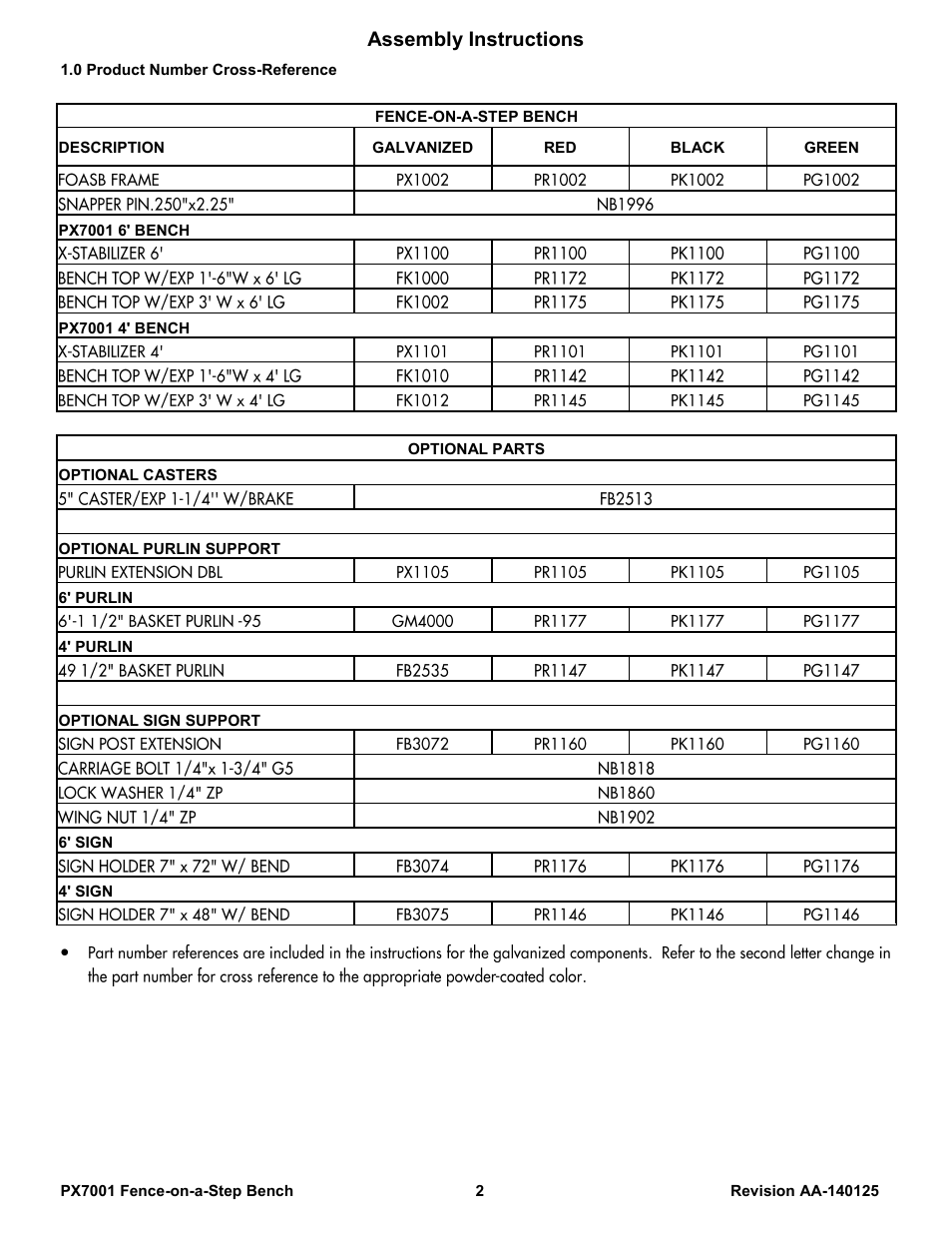 Assembly instructions | Poly-Tex PX7001 User Manual | Page 2 / 11