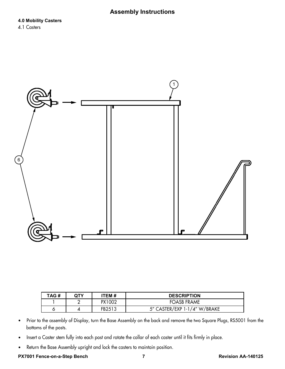 Assembly instructions | Poly-Tex PX7001 User Manual | Page 7 / 11