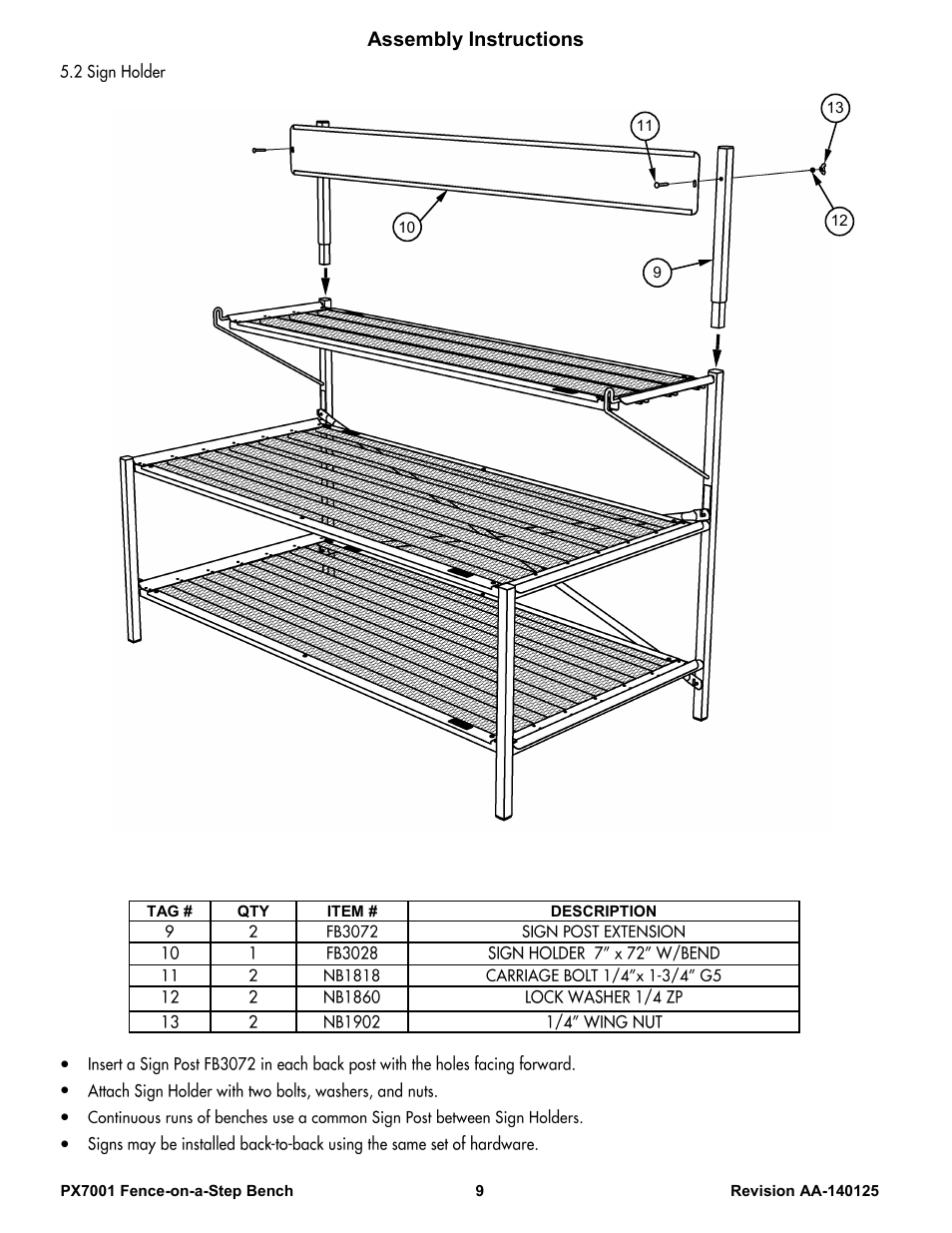 Assembly instructions | Poly-Tex PX7001 User Manual | Page 9 / 11