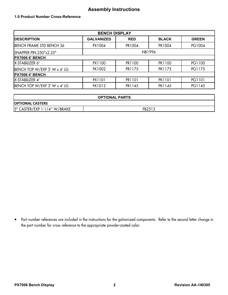 Assembly instructions | Poly-Tex PX7006 User Manual | Page 2 / 9