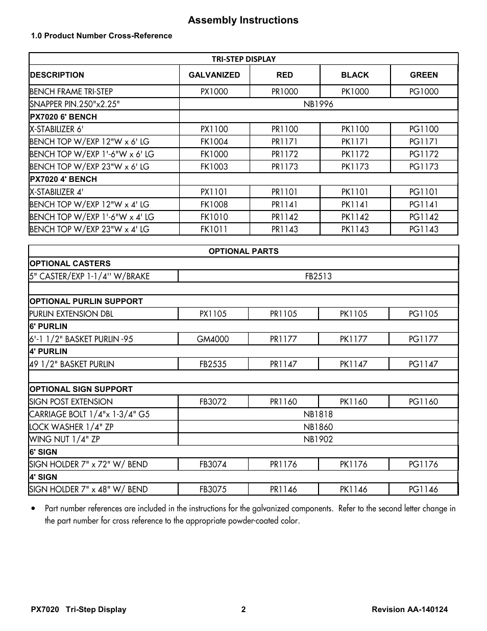 Assembly instructions | Poly-Tex PX7020 User Manual | Page 2 / 11