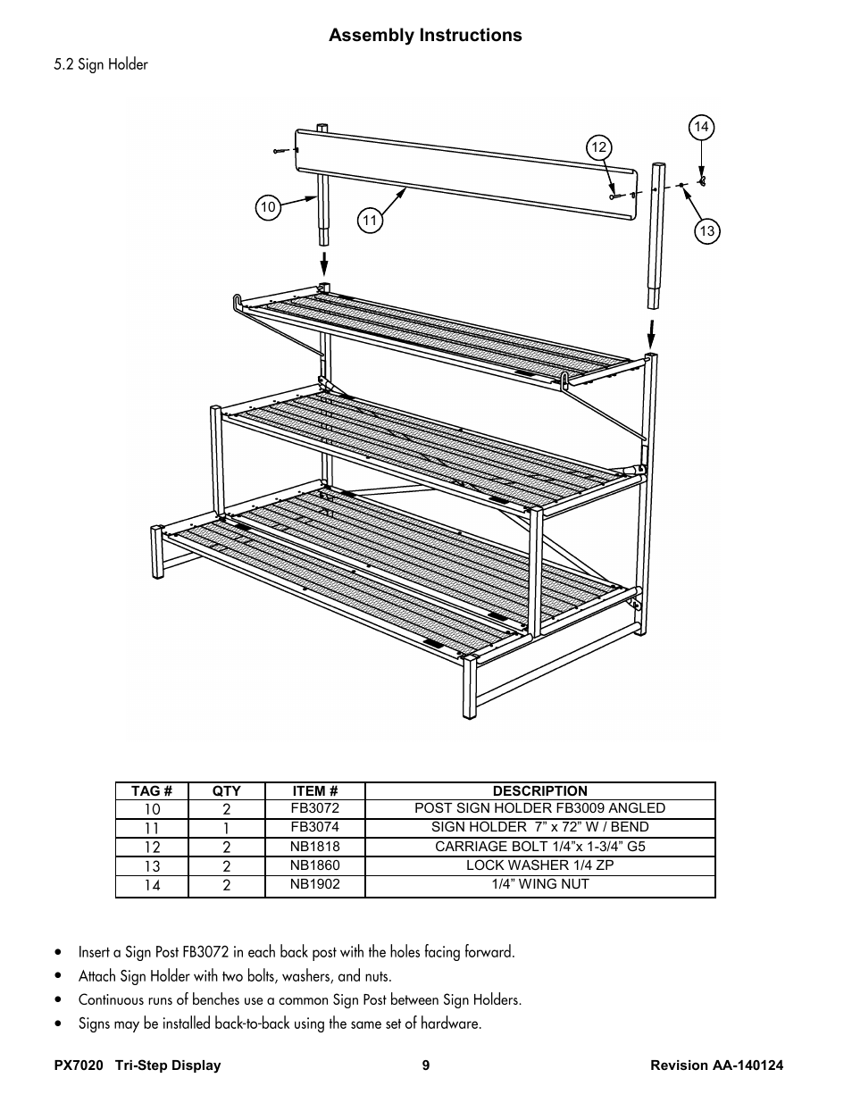 Assembly instructions | Poly-Tex PX7020 User Manual | Page 9 / 11