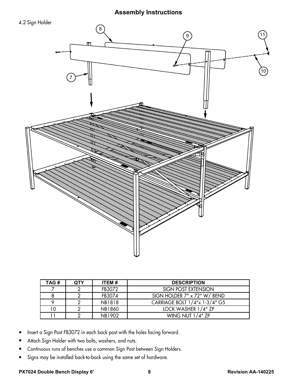 Assembly instructions | Poly-Tex PX7024 User Manual | Page 8 / 10