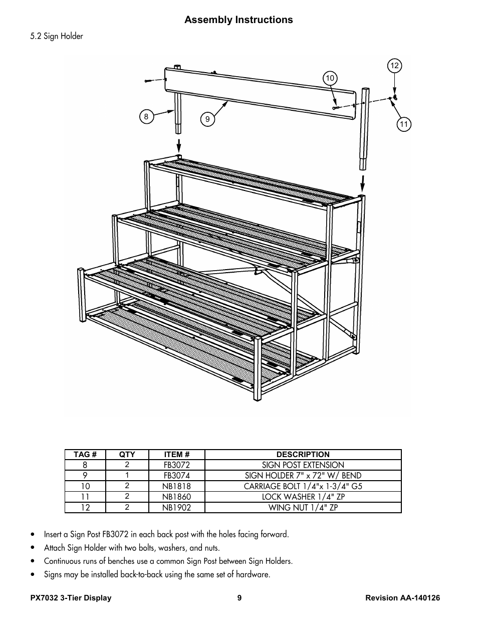 Assembly instructions | Poly-Tex PX7032 User Manual | Page 9 / 11