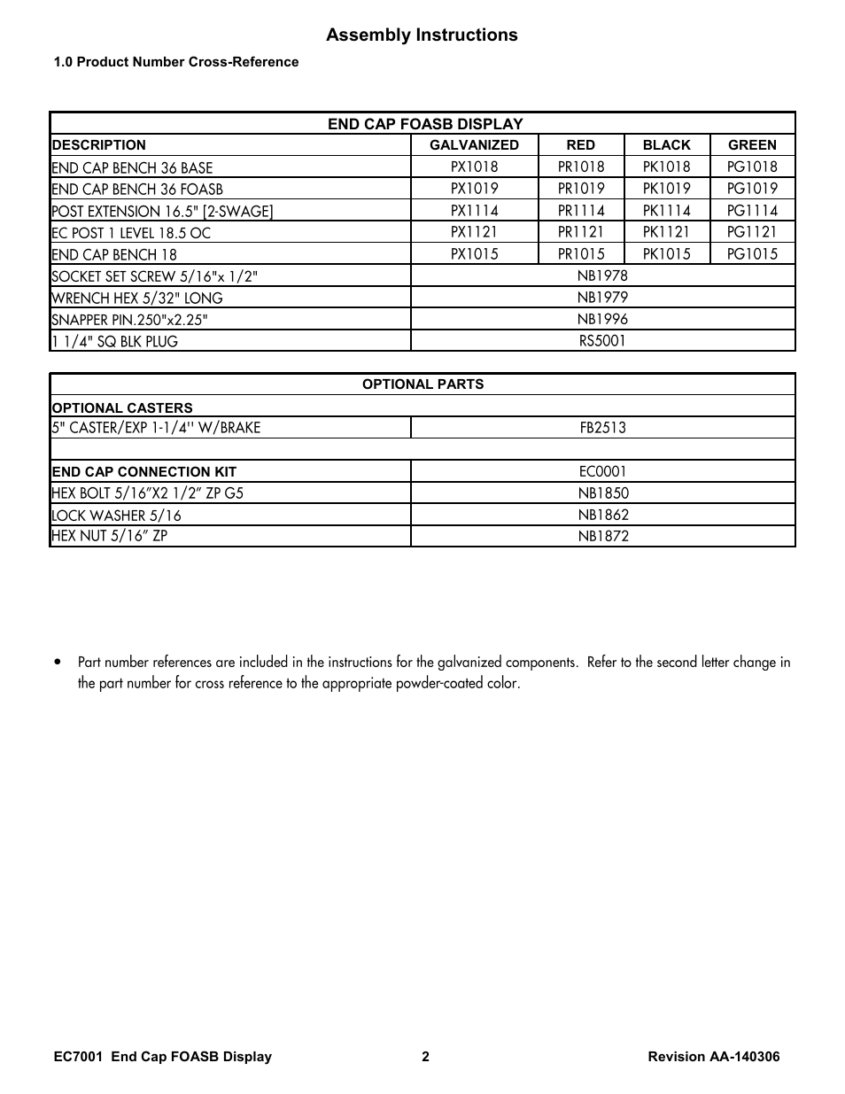 Assembly instructions | Poly-Tex EC7001 User Manual | Page 2 / 9