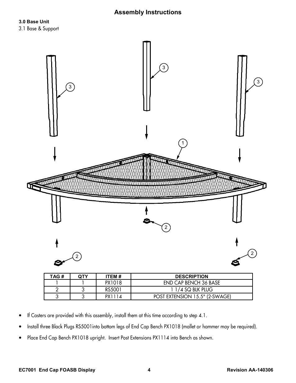 Assembly instructions | Poly-Tex EC7001 User Manual | Page 4 / 9