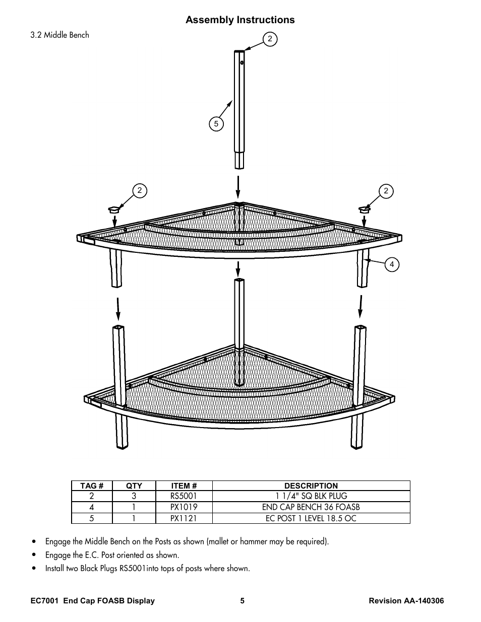 Assembly instructions | Poly-Tex EC7001 User Manual | Page 5 / 9