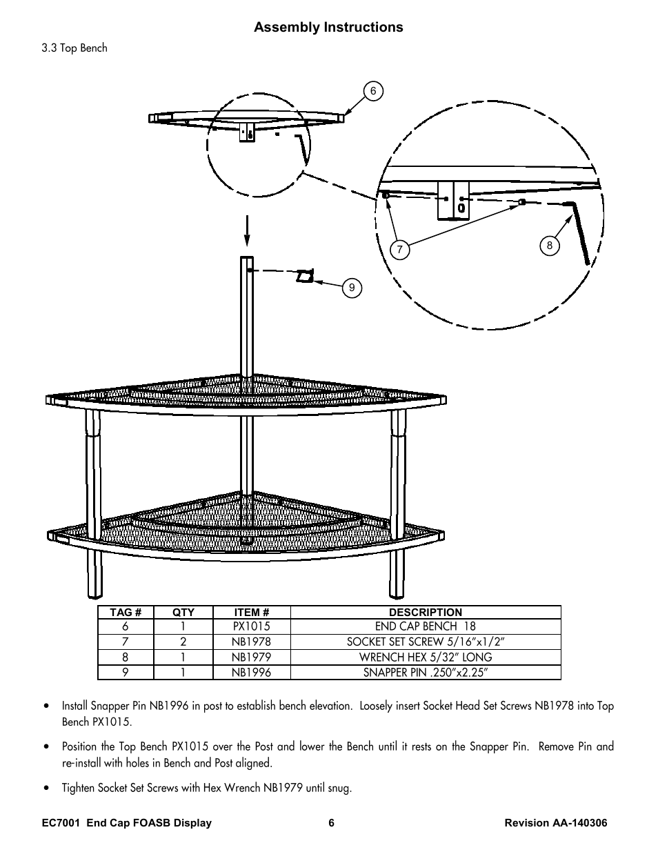 Assembly instructions | Poly-Tex EC7001 User Manual | Page 6 / 9