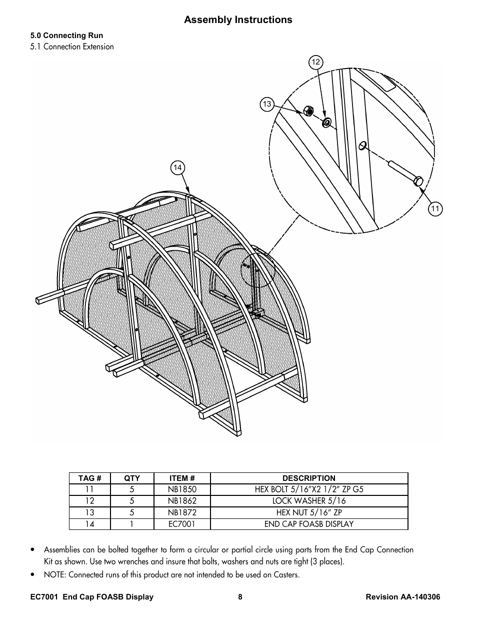 Assembly instructions | Poly-Tex EC7001 User Manual | Page 8 / 9