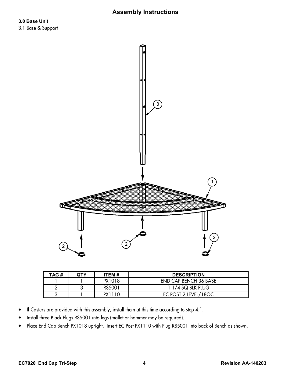 Assembly instructions | Poly-Tex EC7020 User Manual | Page 4 / 9