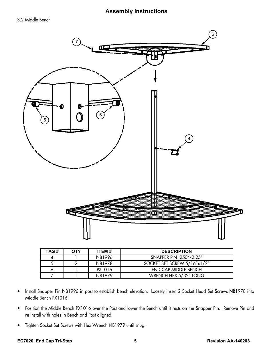 Assembly instructions | Poly-Tex EC7020 User Manual | Page 5 / 9