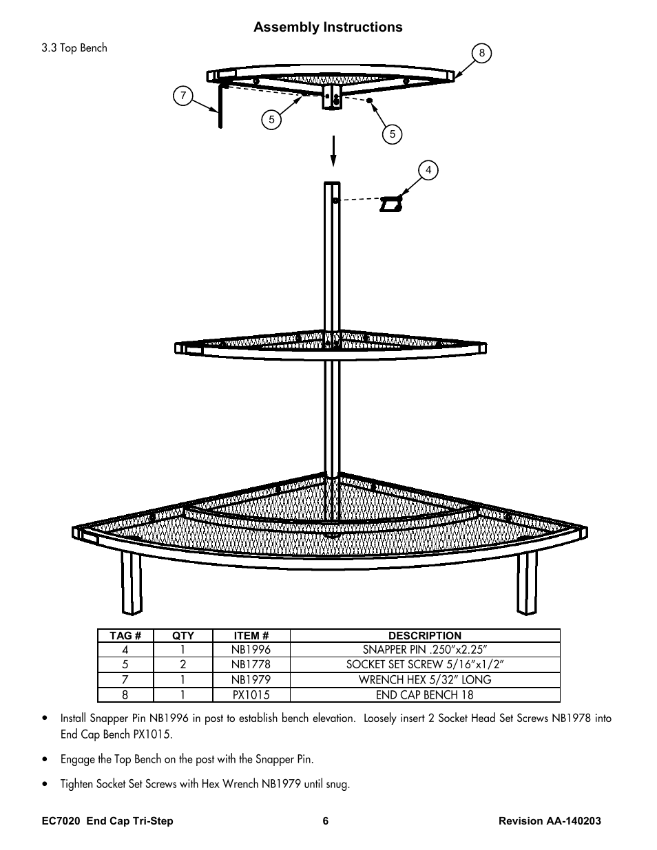 Assembly instructions | Poly-Tex EC7020 User Manual | Page 6 / 9