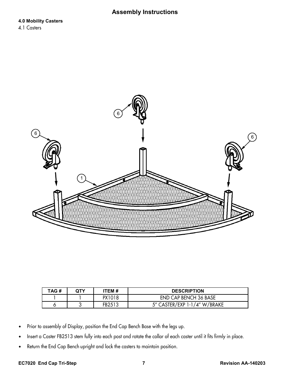 Assembly instructions | Poly-Tex EC7020 User Manual | Page 7 / 9