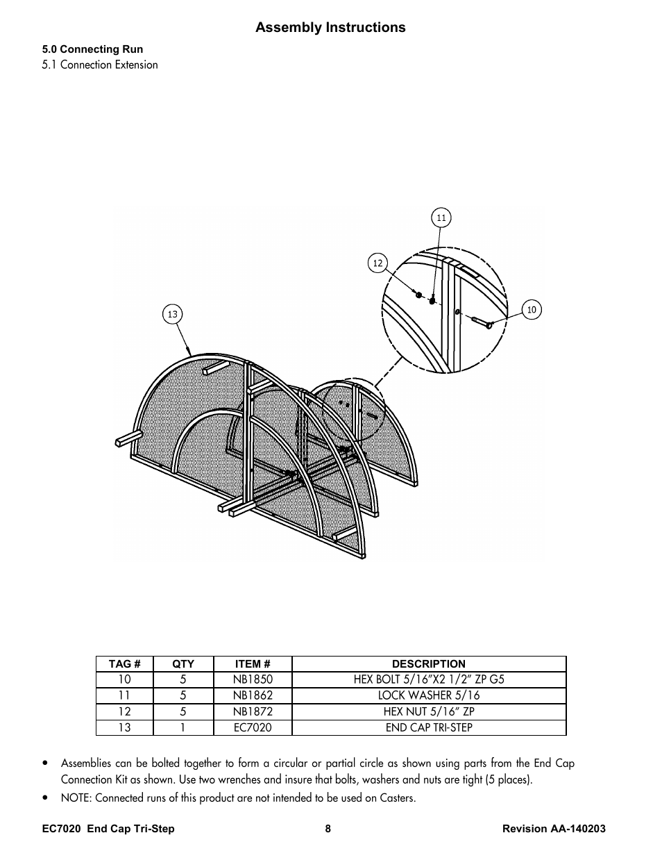 Assembly instructions | Poly-Tex EC7020 User Manual | Page 8 / 9