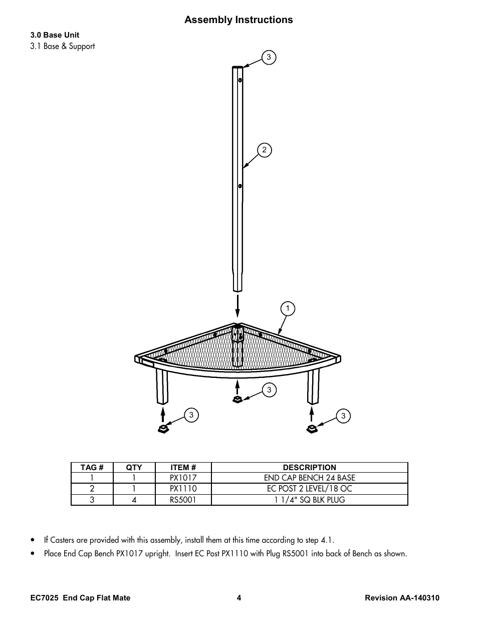 Assembly instructions | Poly-Tex EC7025 User Manual | Page 4 / 9