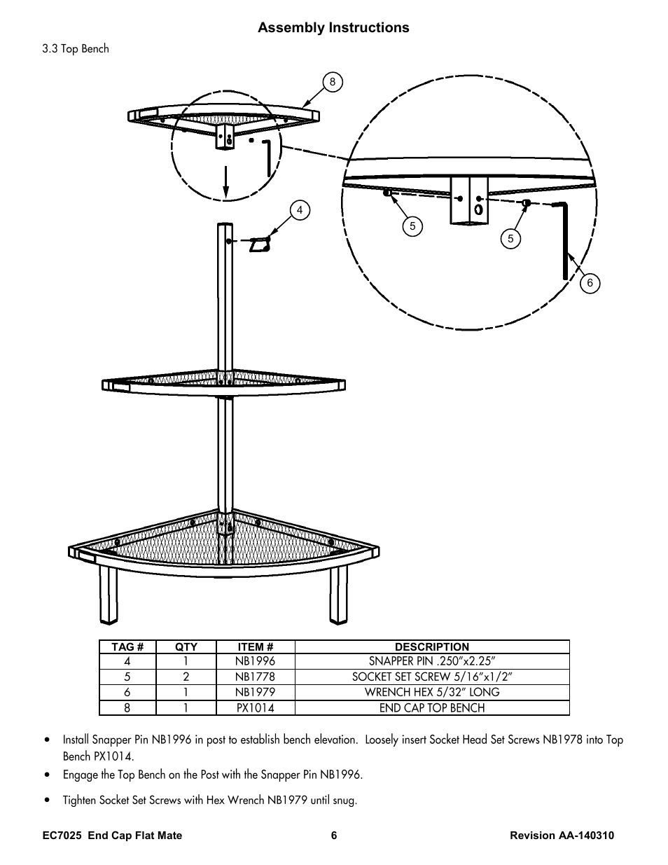 Assembly instructions | Poly-Tex EC7025 User Manual | Page 6 / 9