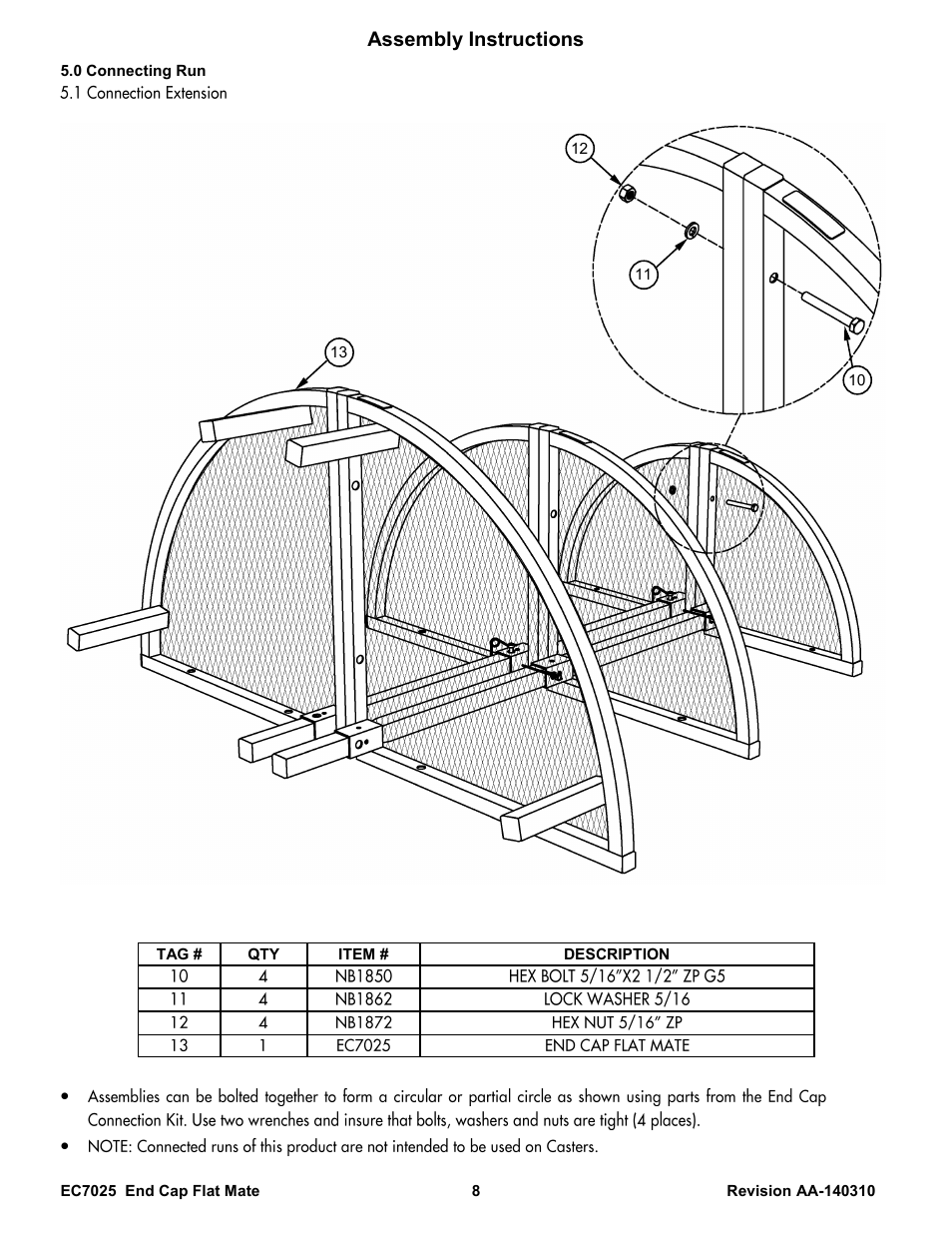 Assembly instructions | Poly-Tex EC7025 User Manual | Page 8 / 9