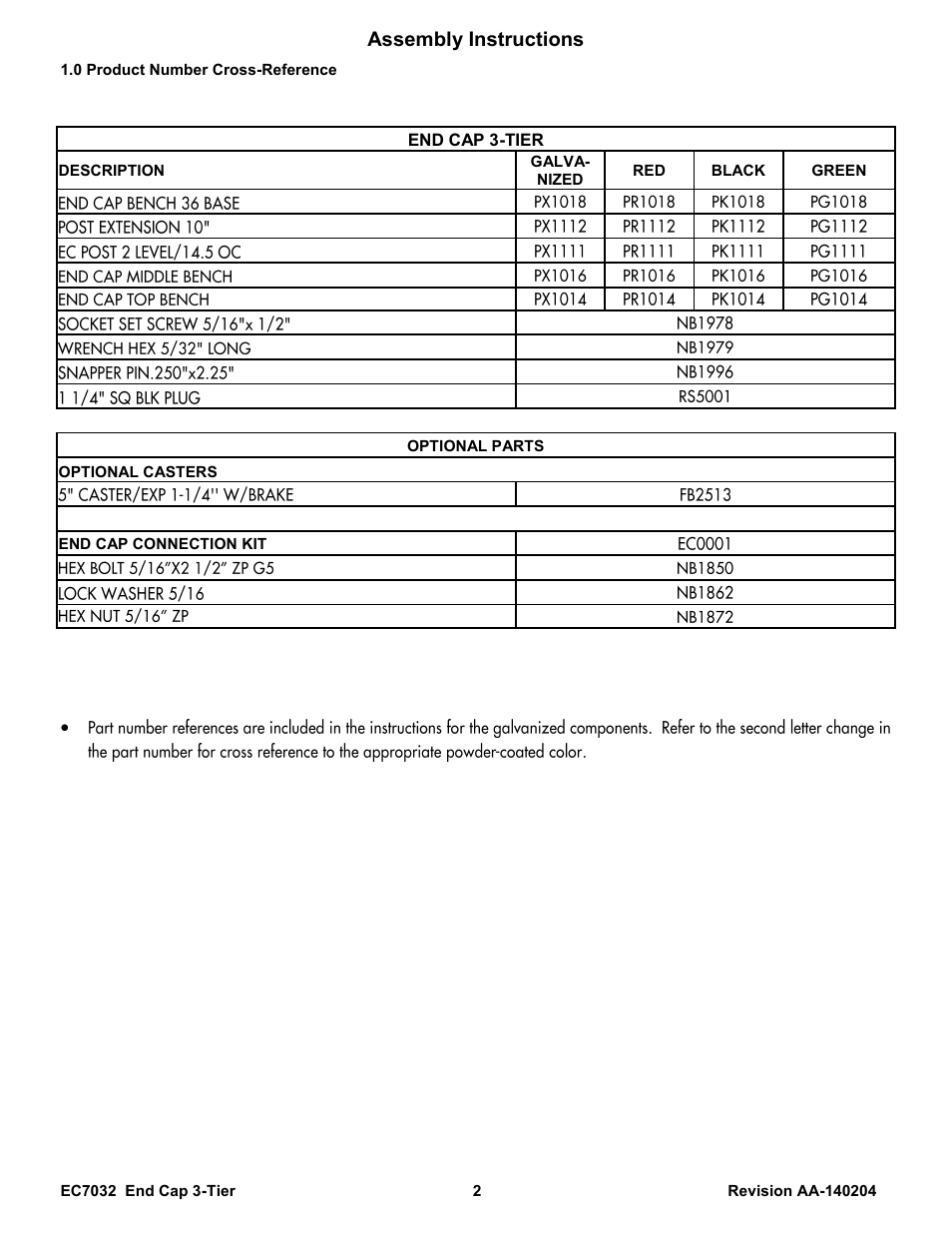 Assembly instructions | Poly-Tex EC7032 User Manual | Page 2 / 9