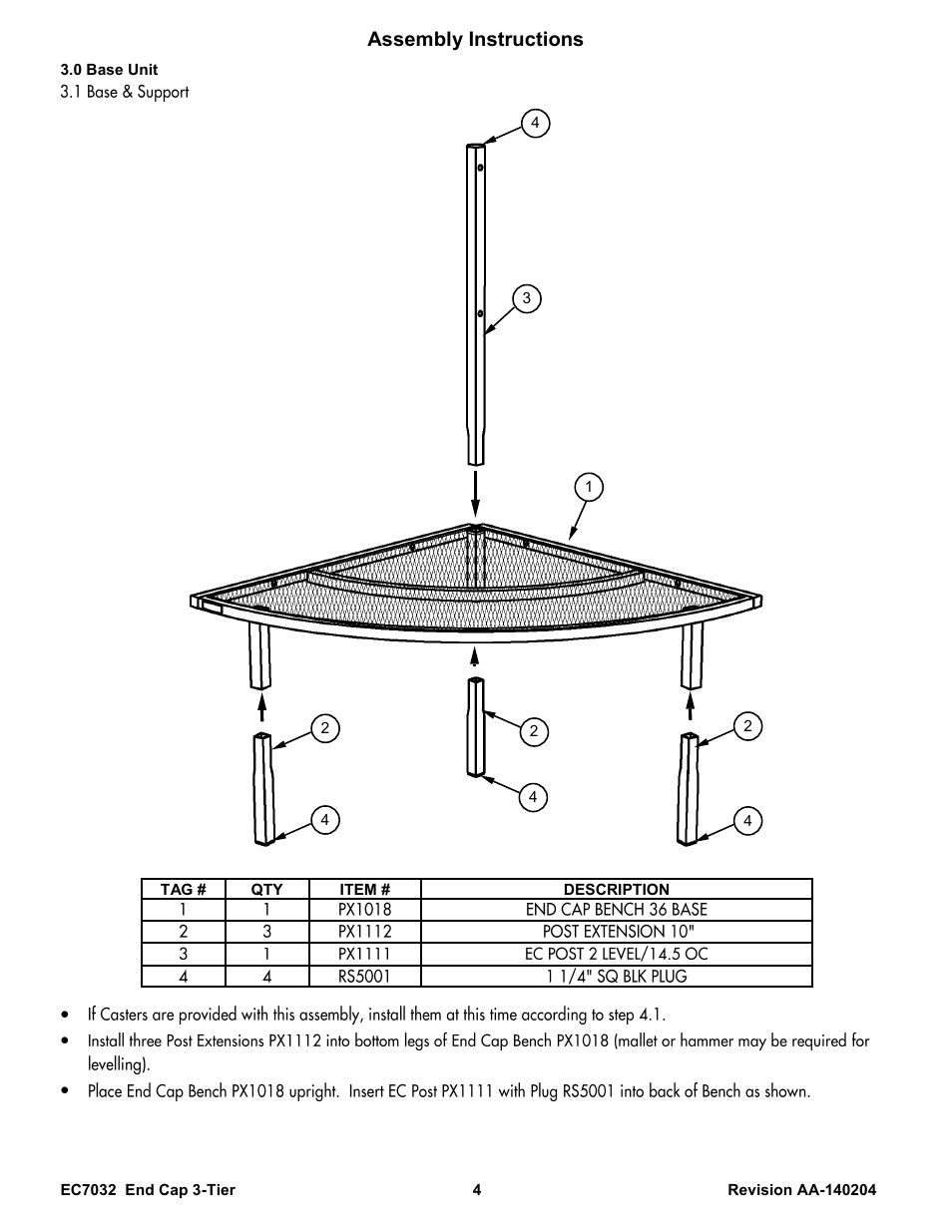 Assembly instructions | Poly-Tex EC7032 User Manual | Page 4 / 9