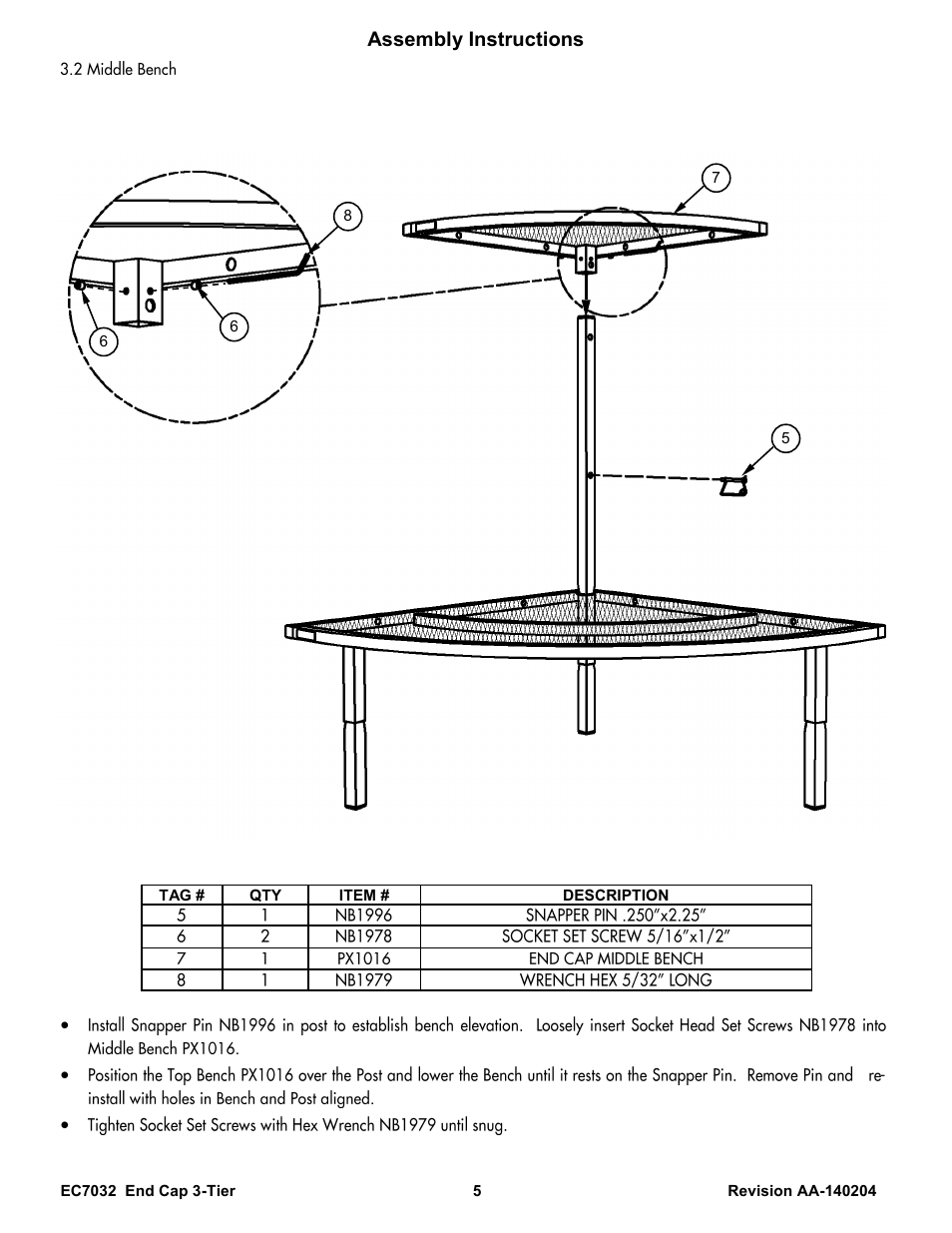 Assembly instructions | Poly-Tex EC7032 User Manual | Page 5 / 9