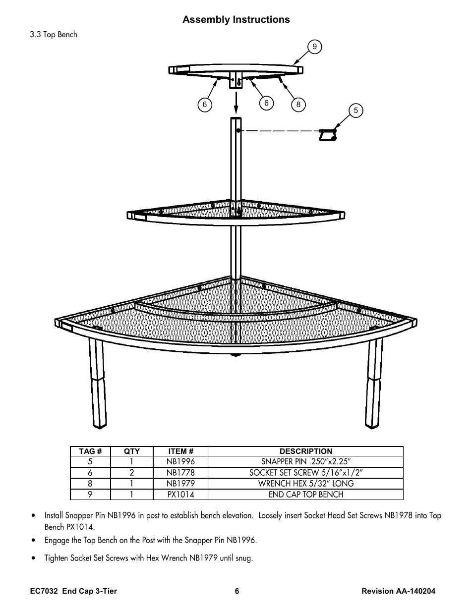 Assembly instructions | Poly-Tex EC7032 User Manual | Page 6 / 9