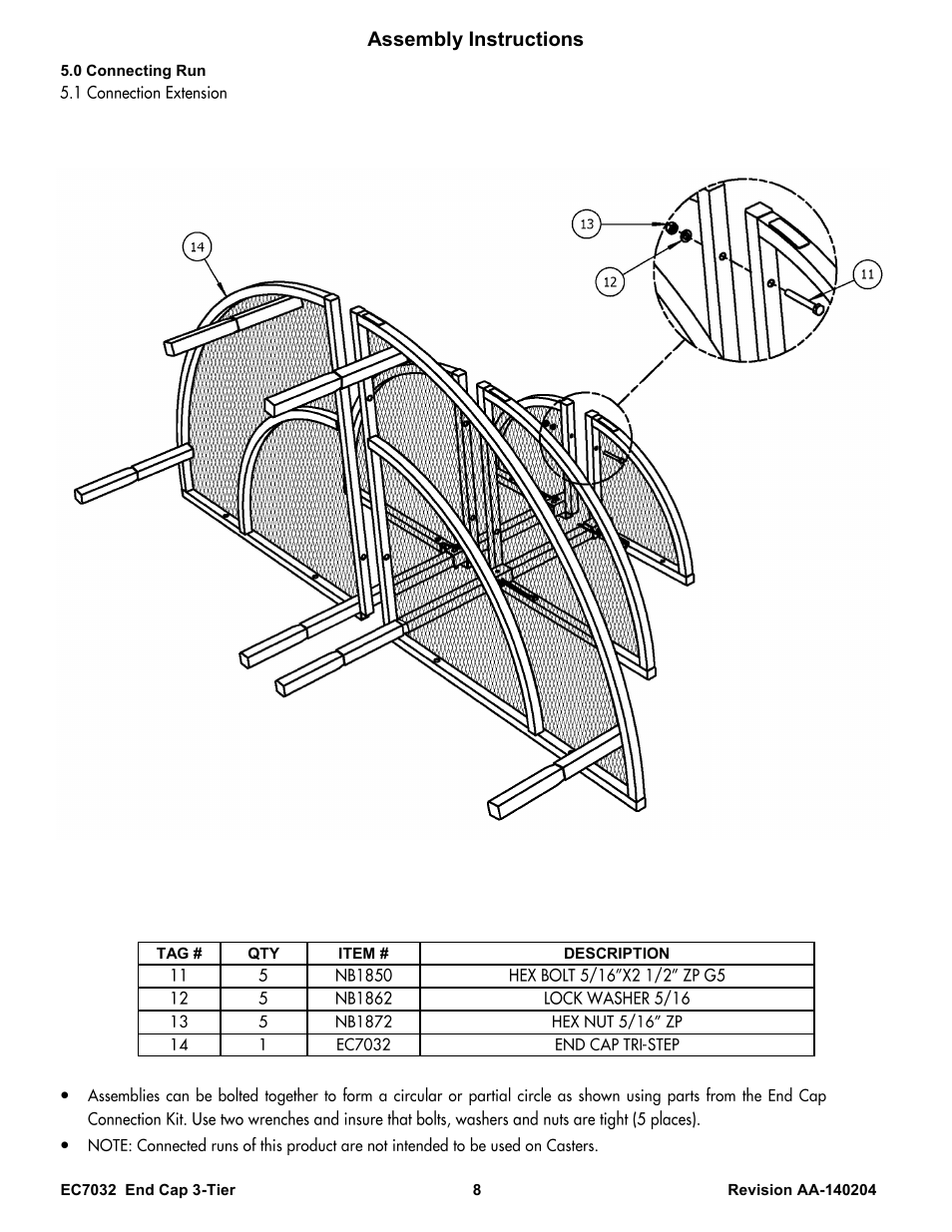 Assembly instructions | Poly-Tex EC7032 User Manual | Page 8 / 9