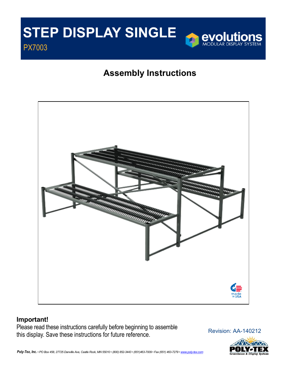 Poly-Tex PX7003 User Manual | 8 pages