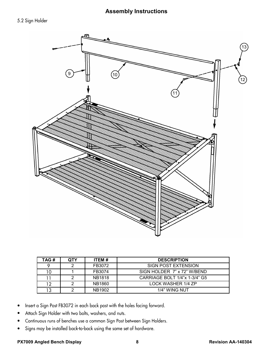 Assembly instructions | Poly-Tex PX7009 User Manual | Page 8 / 10