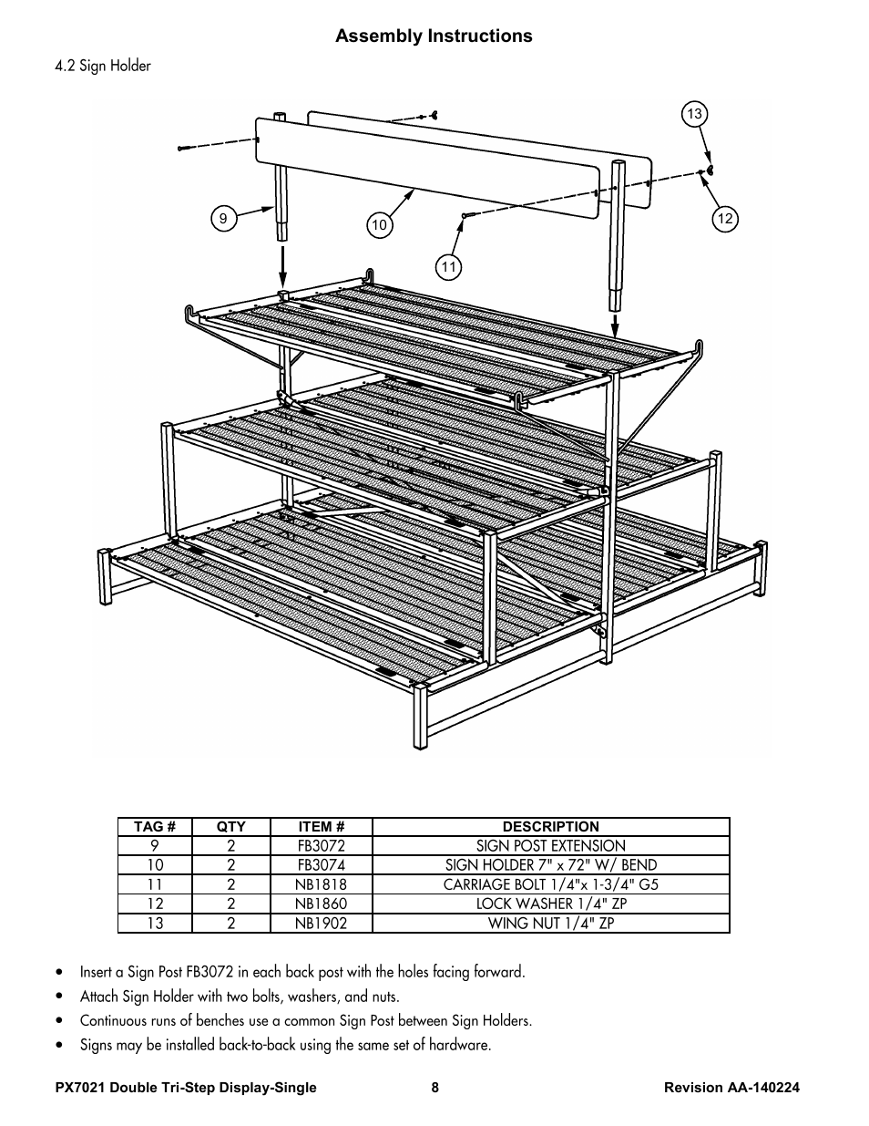 Assembly instructions | Poly-Tex PX7021 User Manual | Page 8 / 10