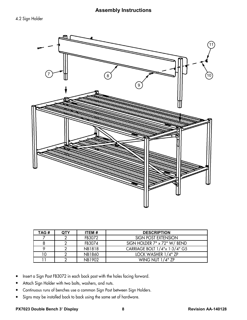 Assembly instructions | Poly-Tex PX7023 User Manual | Page 8 / 10