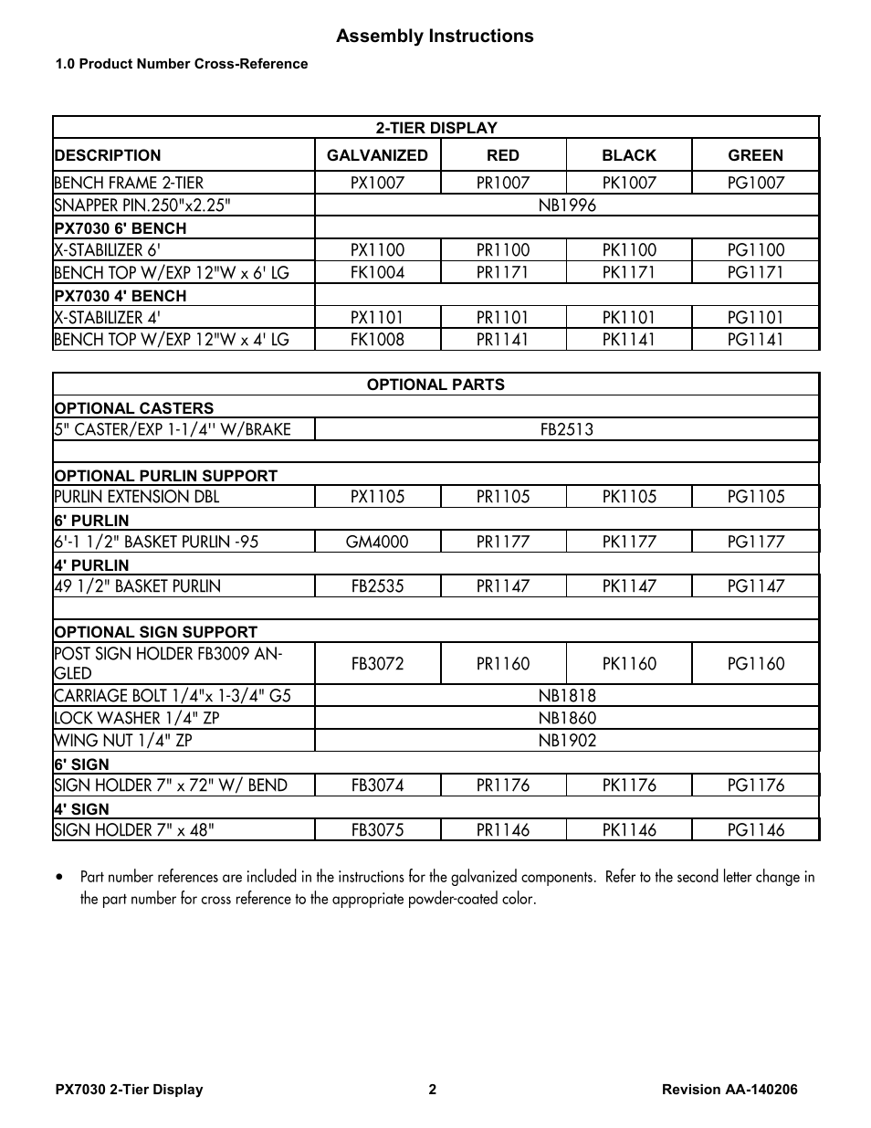 Assembly instructions | Poly-Tex PX7030 User Manual | Page 2 / 11