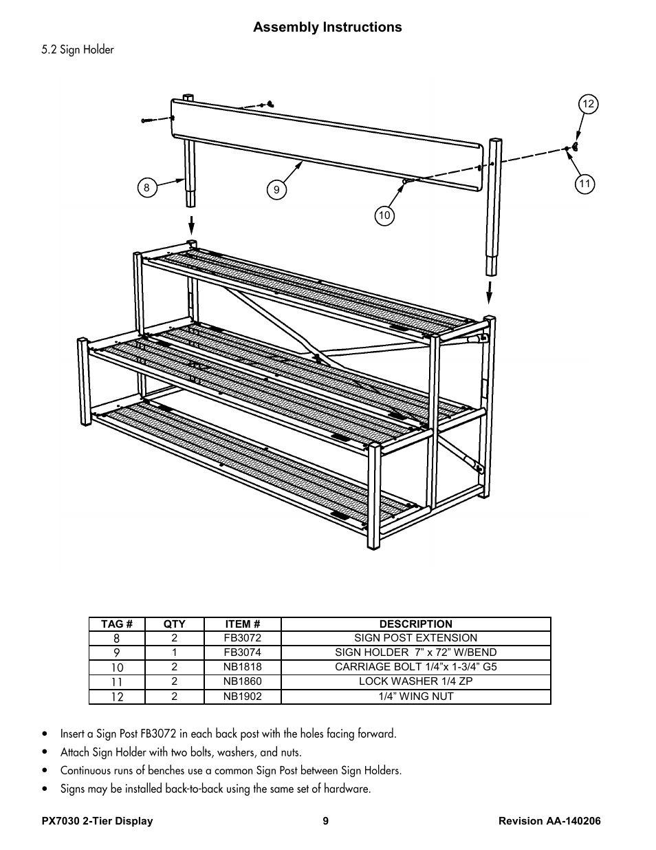 Assembly instructions | Poly-Tex PX7030 User Manual | Page 9 / 11