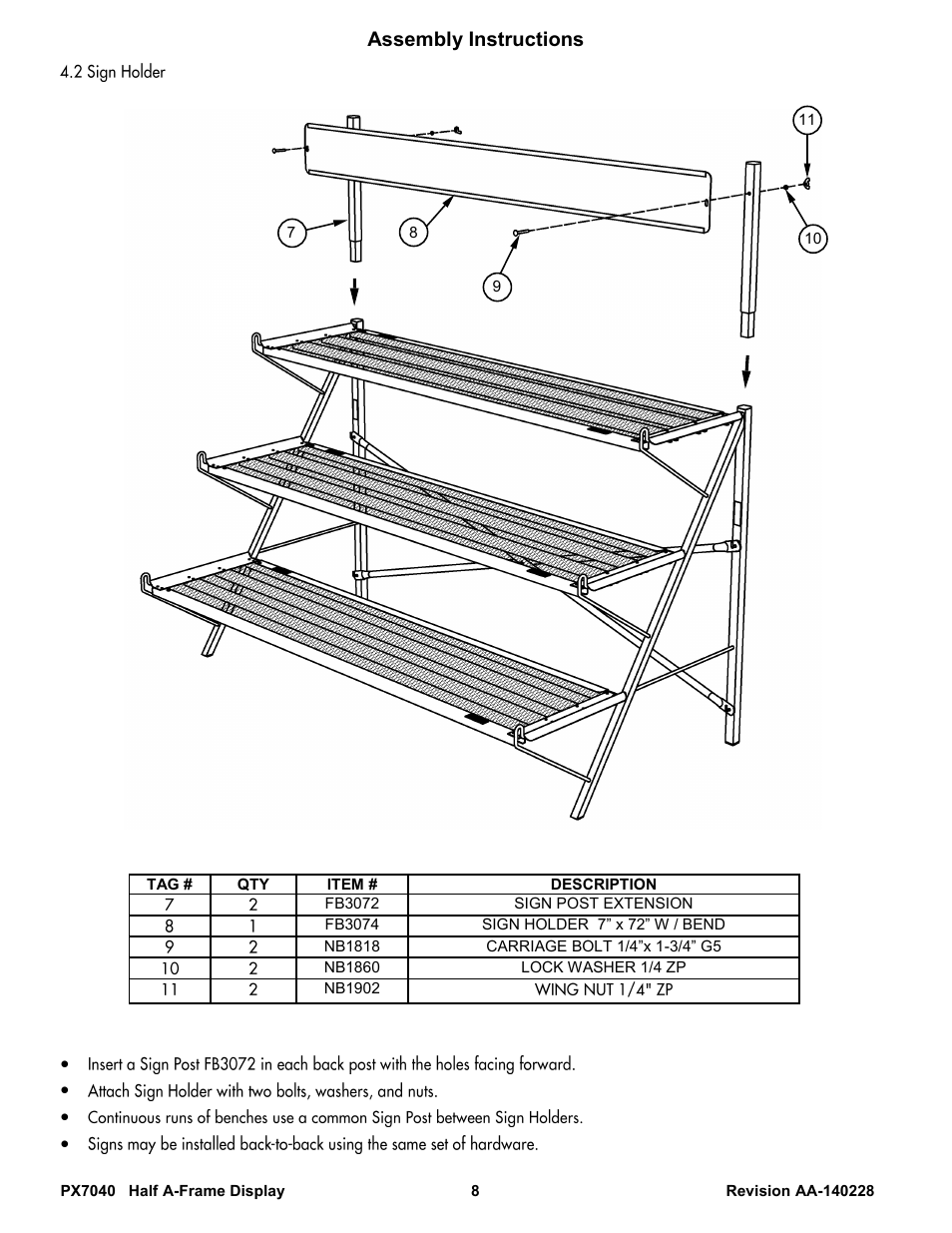 Assembly instructions | Poly-Tex PX7040 User Manual | Page 8 / 10