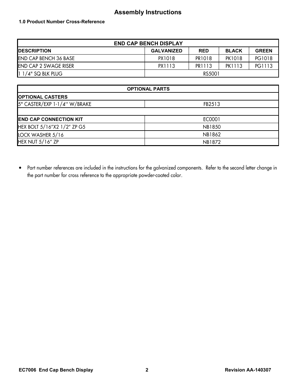 Assembly instructions | Poly-Tex EC7006 User Manual | Page 2 / 8