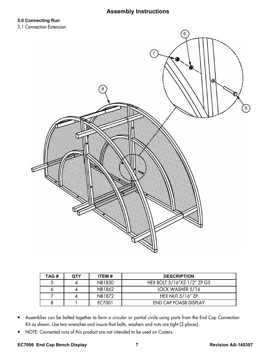 Assembly instructions | Poly-Tex EC7006 User Manual | Page 7 / 8