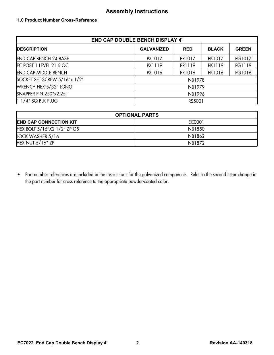 Assembly instructions | Poly-Tex EC7022 User Manual | Page 2 / 7