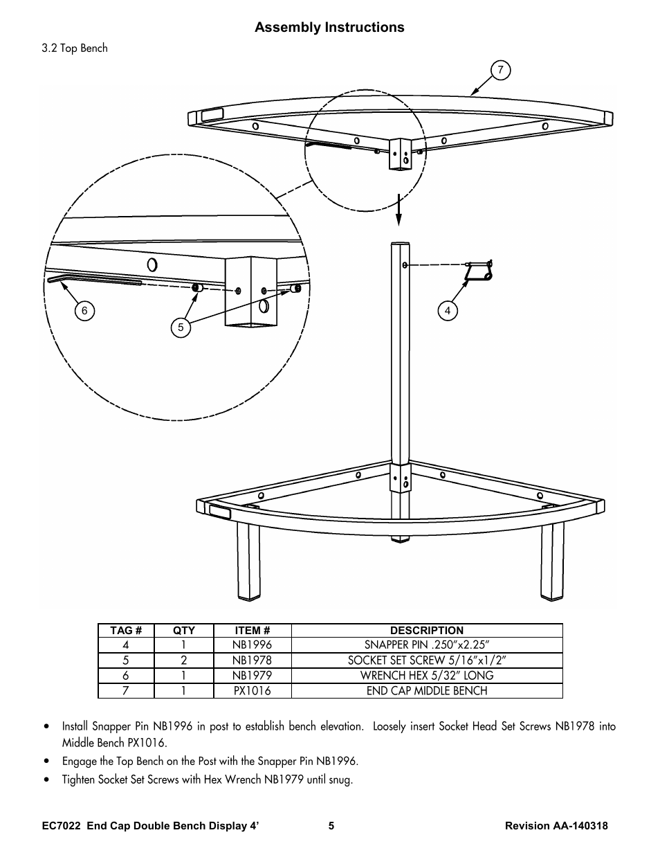 Assembly instructions | Poly-Tex EC7022 User Manual | Page 5 / 7