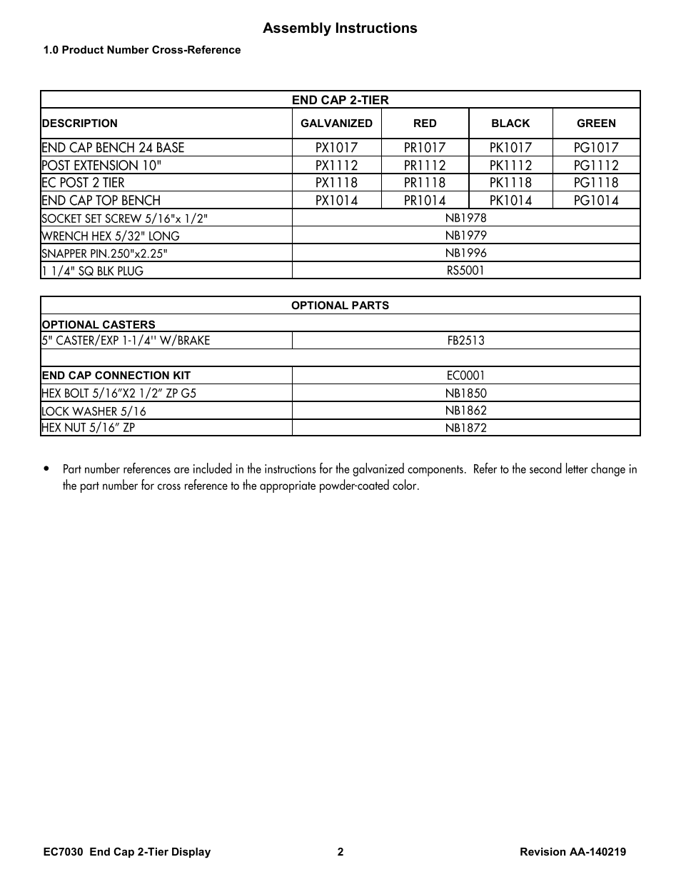 Assembly instructions | Poly-Tex EC7030 User Manual | Page 2 / 8