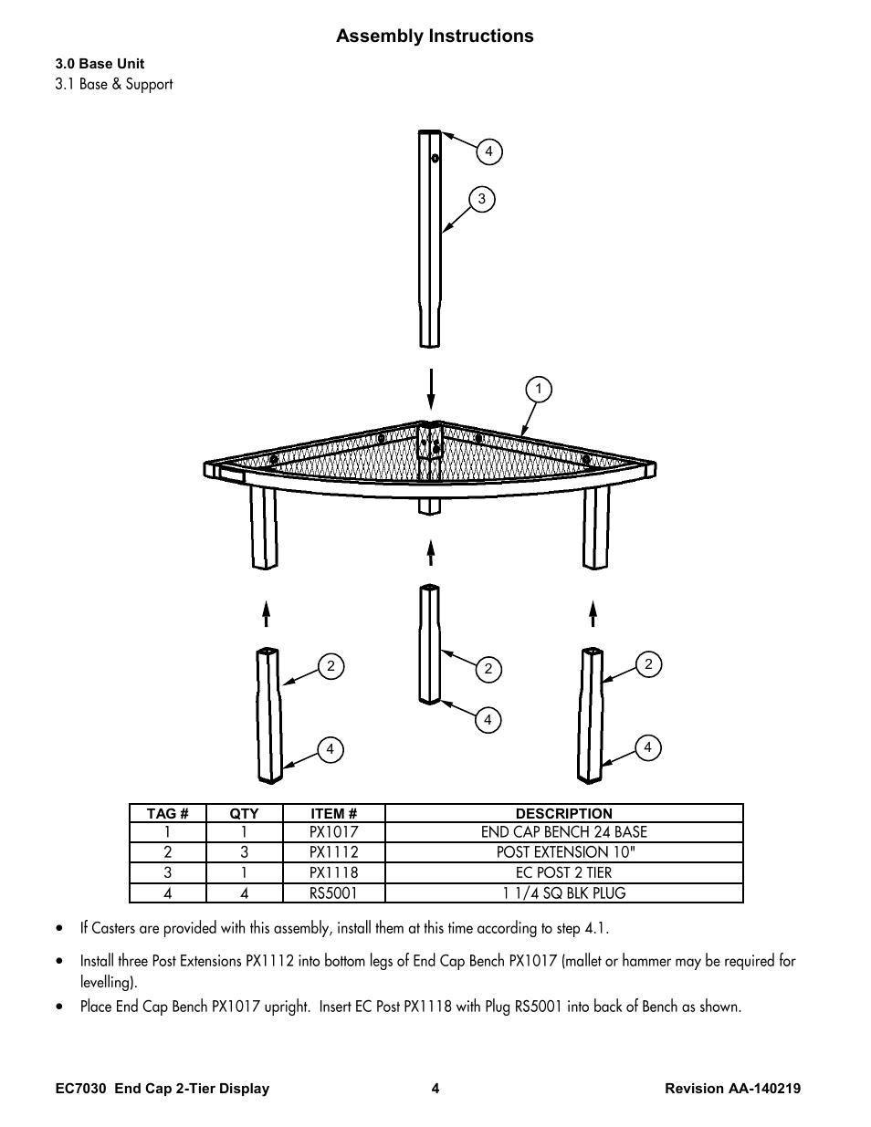 Assembly instructions | Poly-Tex EC7030 User Manual | Page 4 / 8