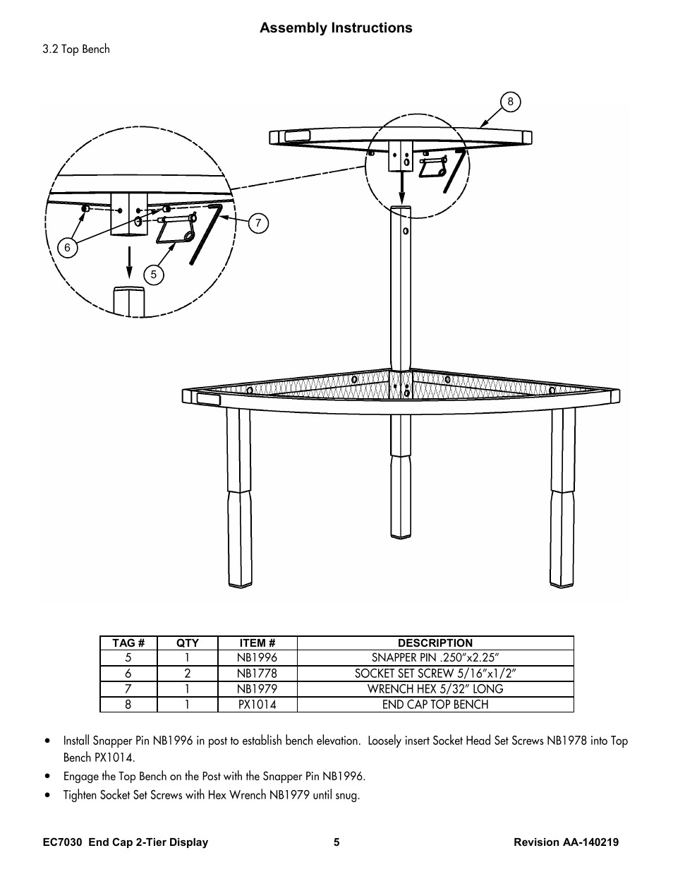 Assembly instructions | Poly-Tex EC7030 User Manual | Page 5 / 8