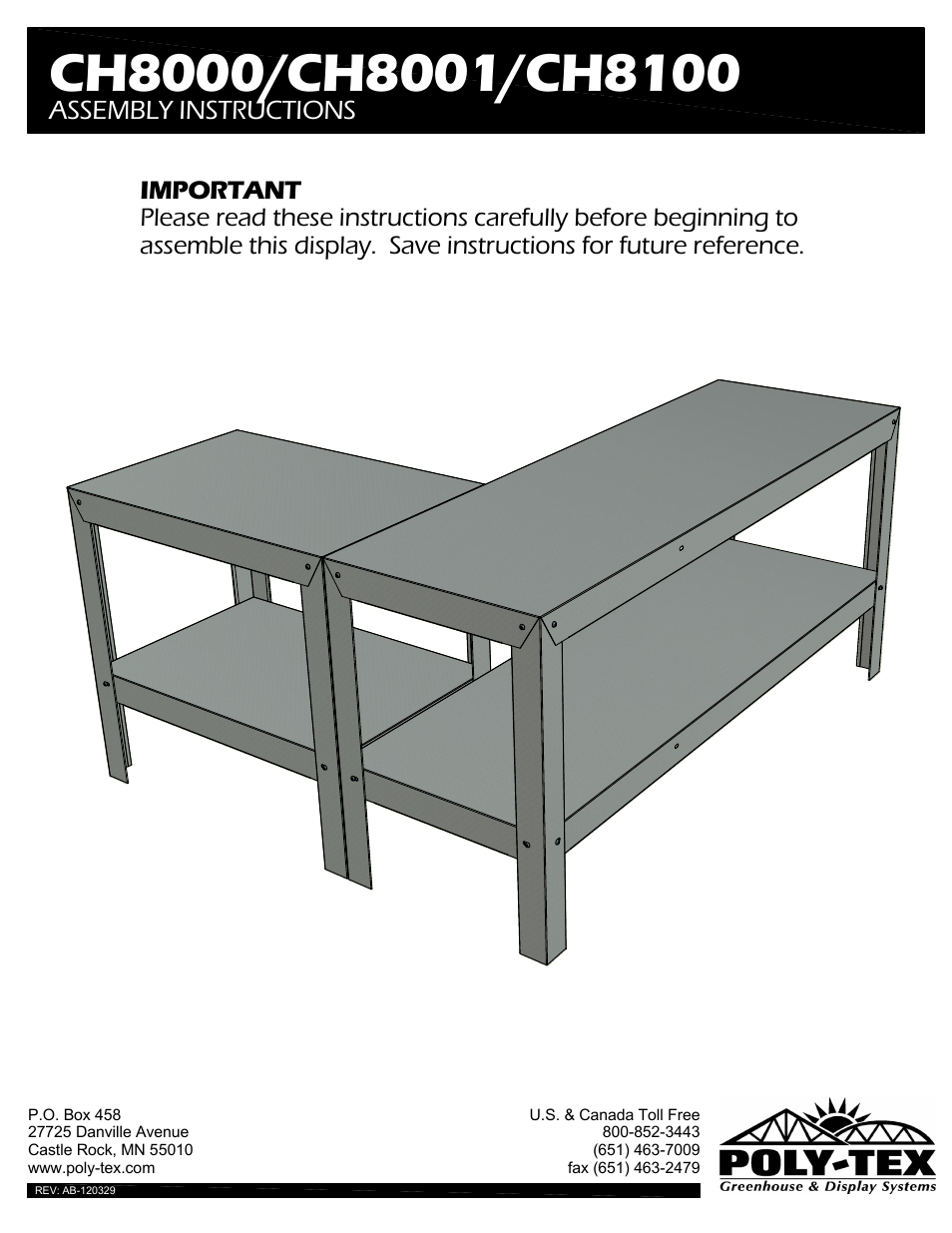 Poly-Tex CH8100 User Manual | 8 pages