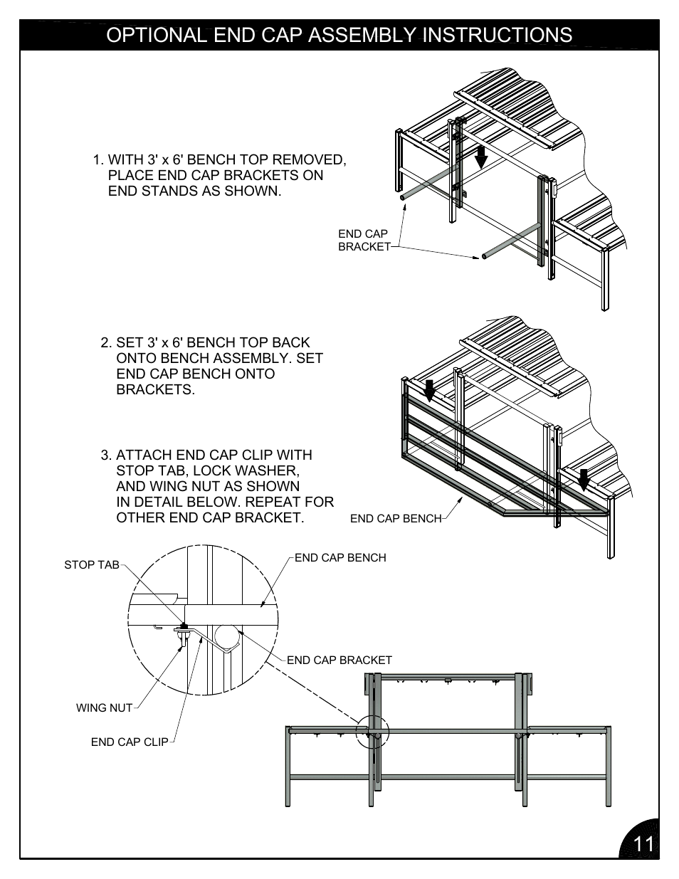 Optional end cap assembly instructions | Poly-Tex FB3003 User Manual | Page 11 / 12