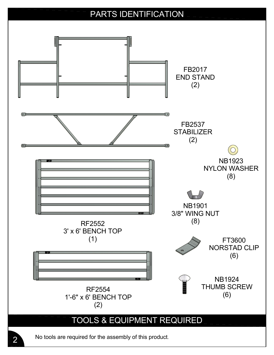 Parts identification tools & equipment required 2 | Poly-Tex FB3003 User Manual | Page 2 / 12