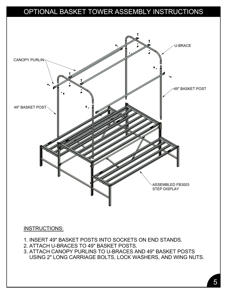 Optional basket tower assembly instructions | Poly-Tex FB3003 User Manual | Page 5 / 12