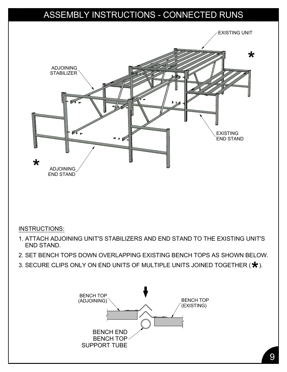 Assembly instructions - connected runs | Poly-Tex FB3003 User Manual | Page 9 / 12