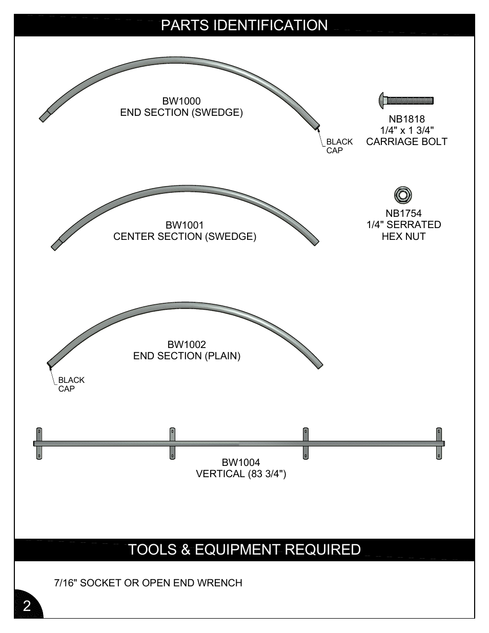 Parts identification tools & equipment required 2 | Poly-Tex BW3000 User Manual | Page 2 / 8