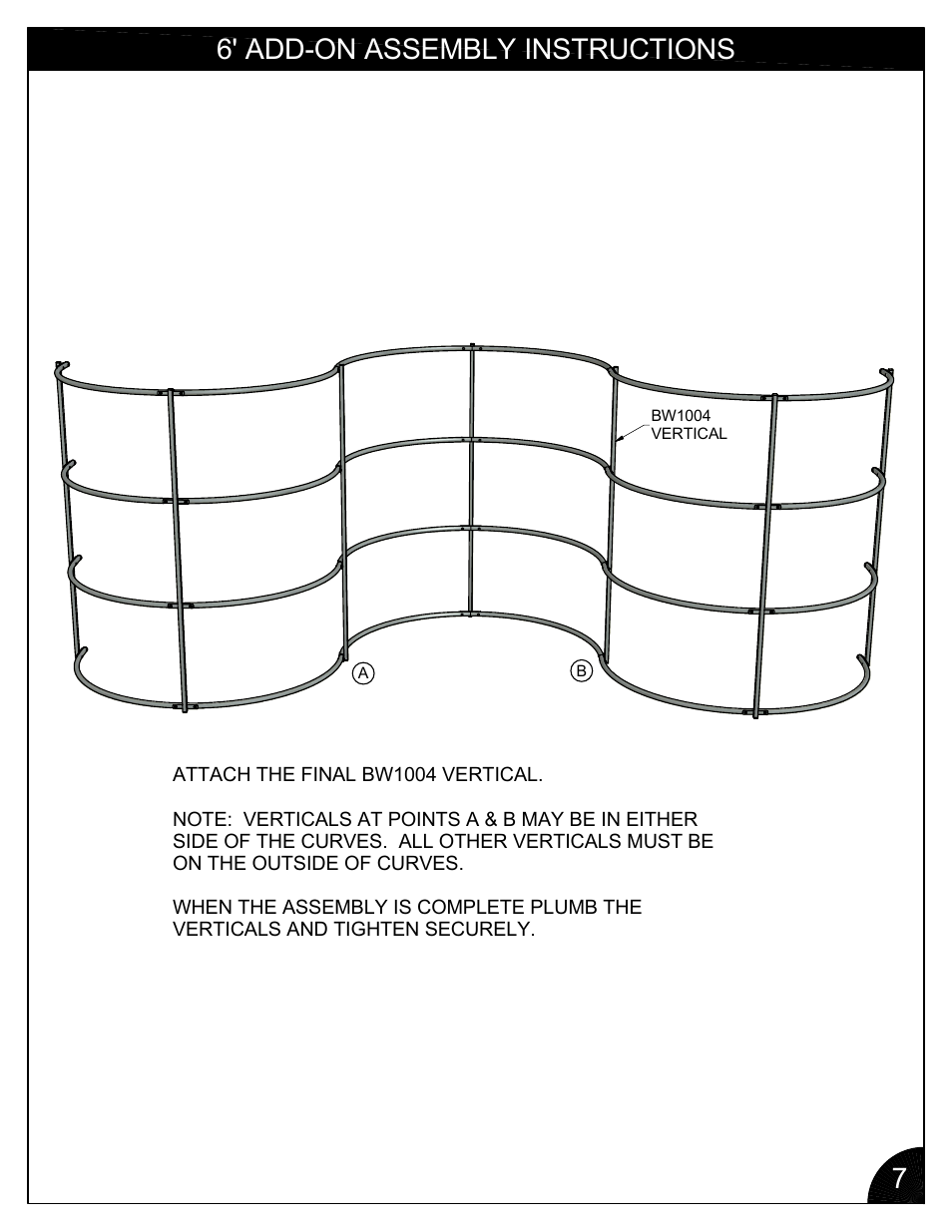 6' add-on assembly instructions 7 | Poly-Tex BW3000 User Manual | Page 7 / 8