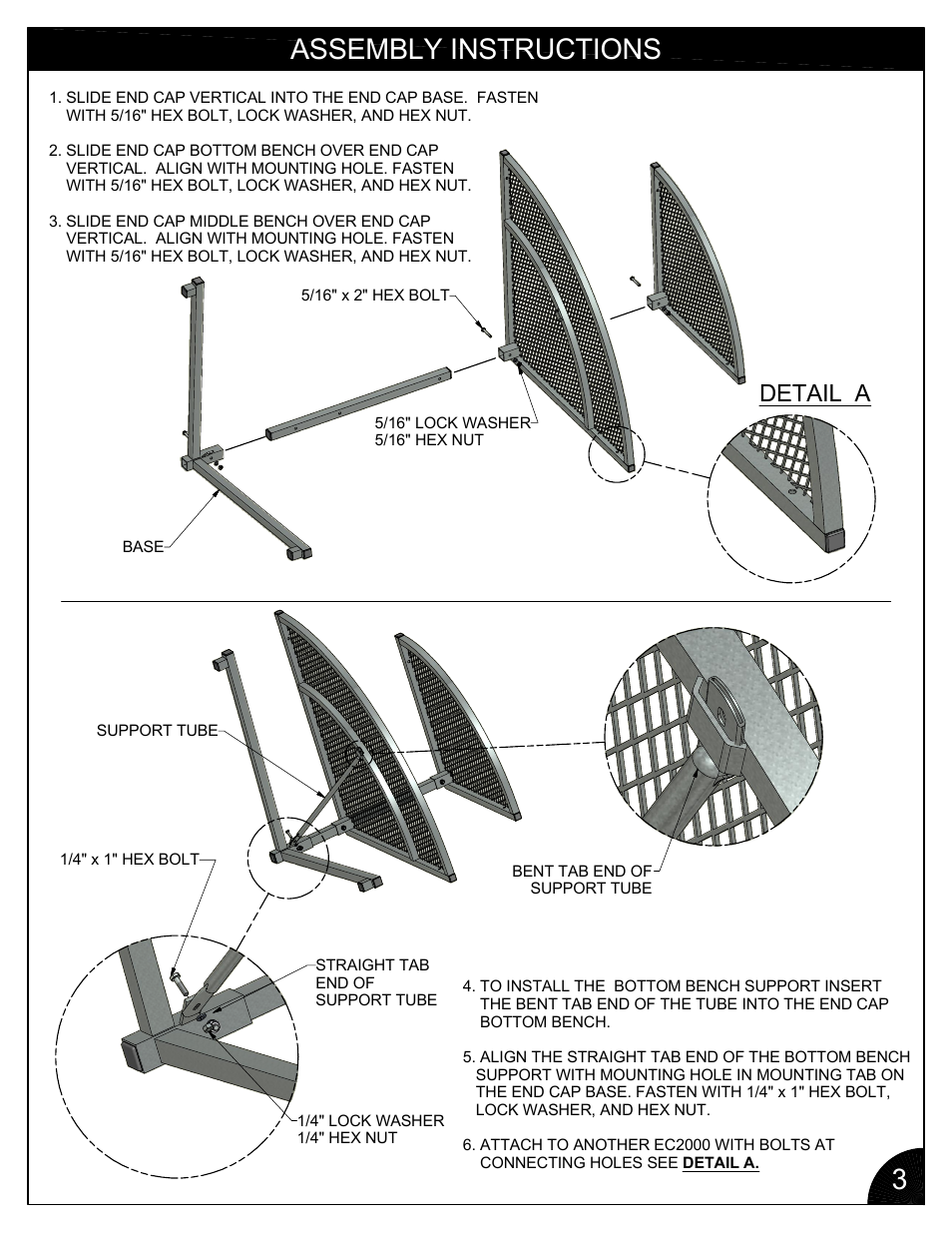 Assembly instructions 3, Detail a | Poly-Tex EC2000 User Manual | Page 3 / 4